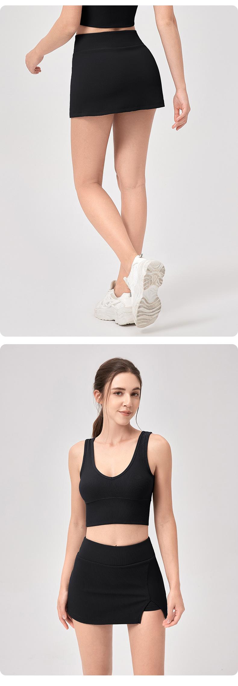 Product Introduction of JUM Tight stretch tennis skirt anti-slip High waisted sports Yoga fitness golf short culottes pocket  tennis miniskirt alix earle 19