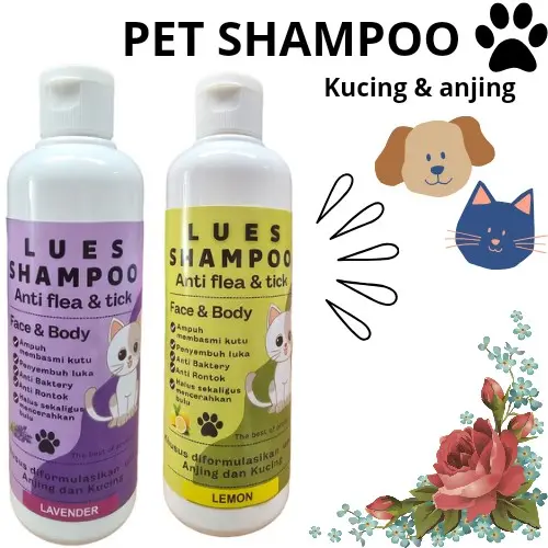 lues shampoo kucing dan anjing anti kutu dan jamur anti bakteri dan rontok melembutkan bulu dan menghaluskan bulu netto:250ml cairan anjing & kucing
