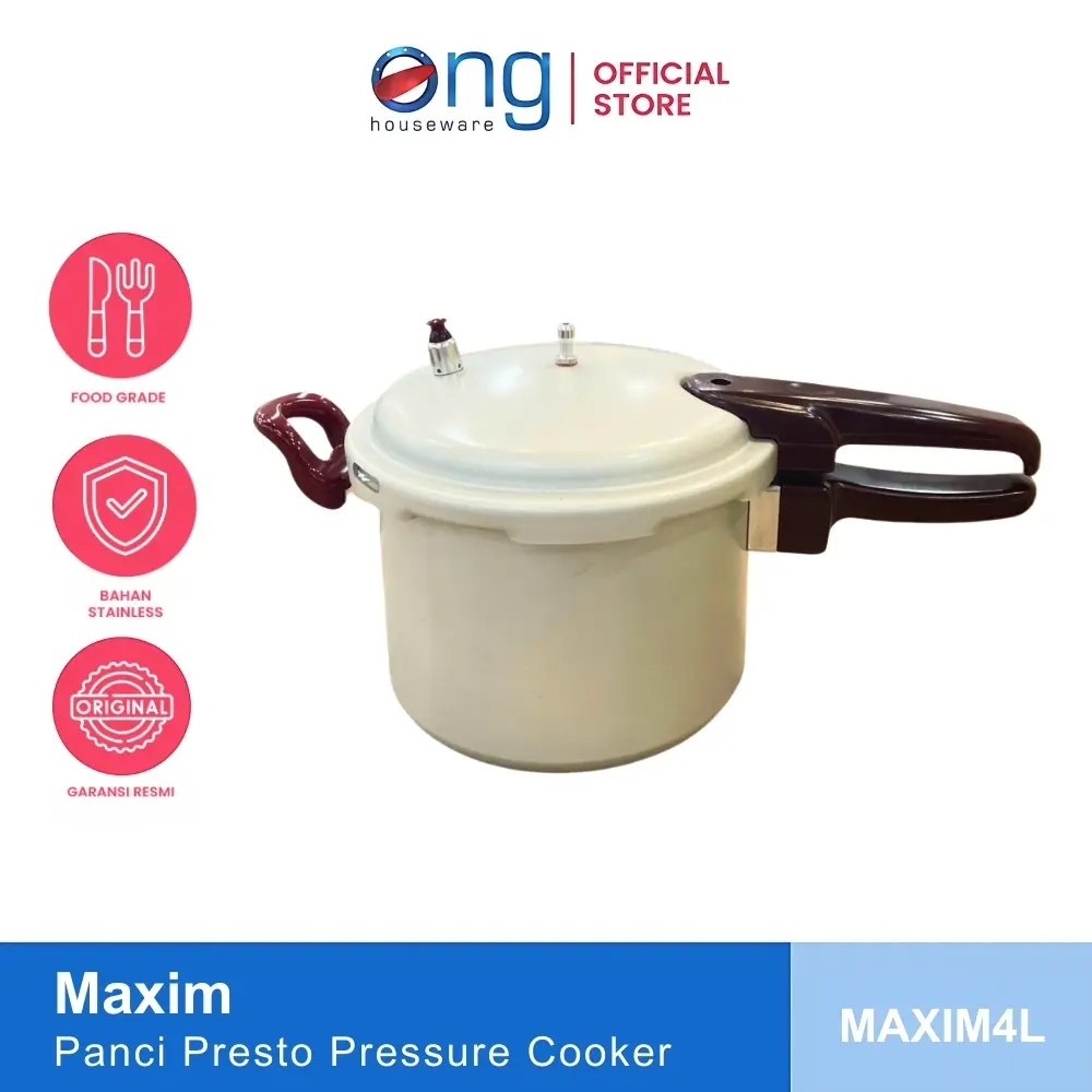Ong Houseware - Panci Presto Pressure Cooker Allumunium 20cm 4 Liter Maxim Maspion