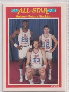 1989-90 Fleer #163 All-Star Game Karl Malone, Mark Eaton, John Stockton