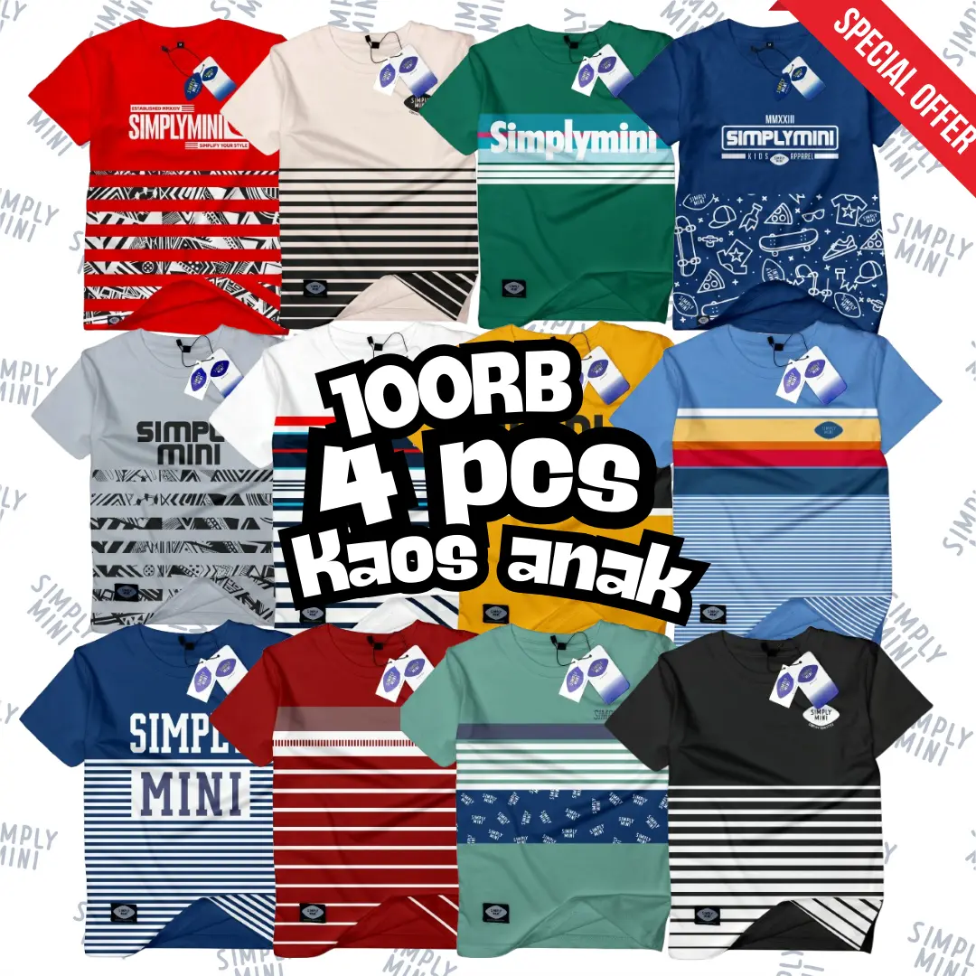Paket Murah Kaos Anak Cowok Laki Laki Lengan Pendek Sablon Depan Termurah Distro Simplymini