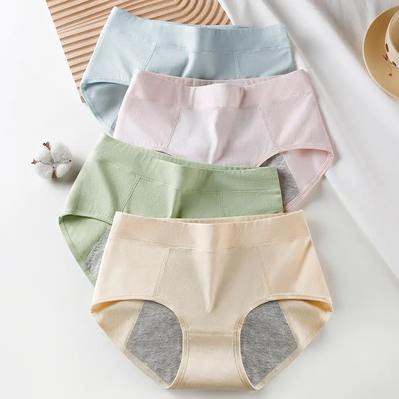 Menstrual Period Panty Women Mid Waist Physiological Cotton Panties Lady Menses Underwear