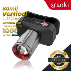 AOKI Senter Kepala 1000 lumen Cahaya Maksimal Plus RechargePro dengan USB-C, 60W PRO Fokus & Penyebaran Zoom Adaptor