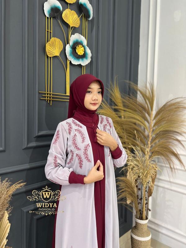 Widya Fashion Id - Serena Luxury Set Hijab Persegi Set Outher (Menyatu Tidak Terpisah) Bahan Ceruti Polos Full Furing Gamis Wanita Muslim Elegan Gamis Busui 2