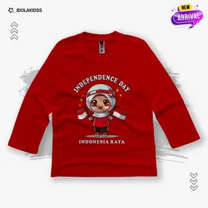 Baju atasan kaos anak cewe 17 agustus kemerdekaan indonesia usia 3-14 tahun bahan katun premium