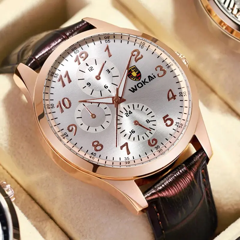 New Fashion Simple Mirror Men's Quartz Watch - Brown