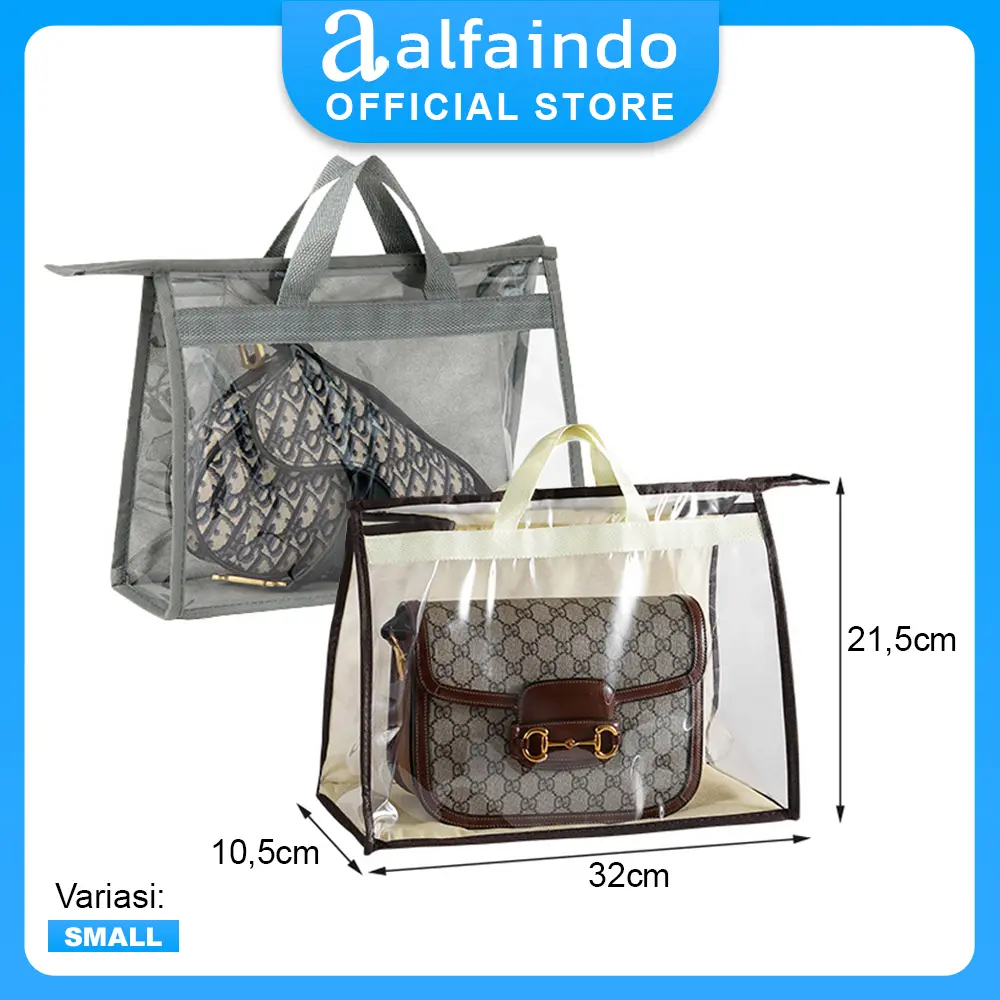 Alfaindo Tempat Penyimpanan Tas Gantung Anti Debu Transparant HBO002 KECIL/S