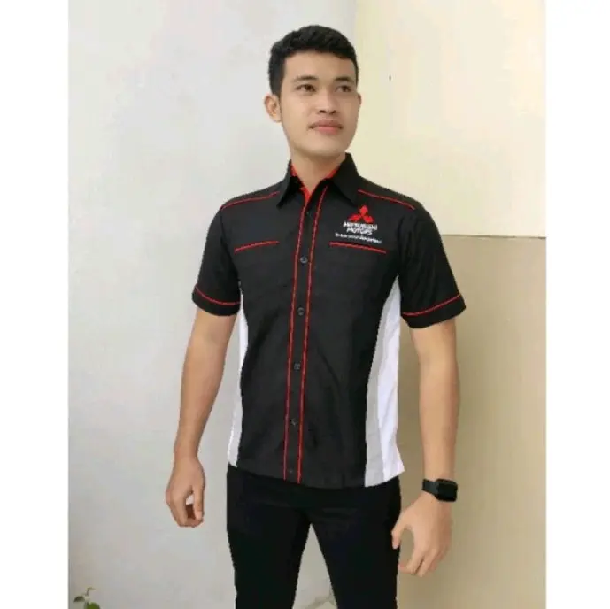 kemeja marketing high quality /bajudealer Mitsubishi mobil exhibition salesforce pria/baju kemeja pria Kerja Katun Nyaman