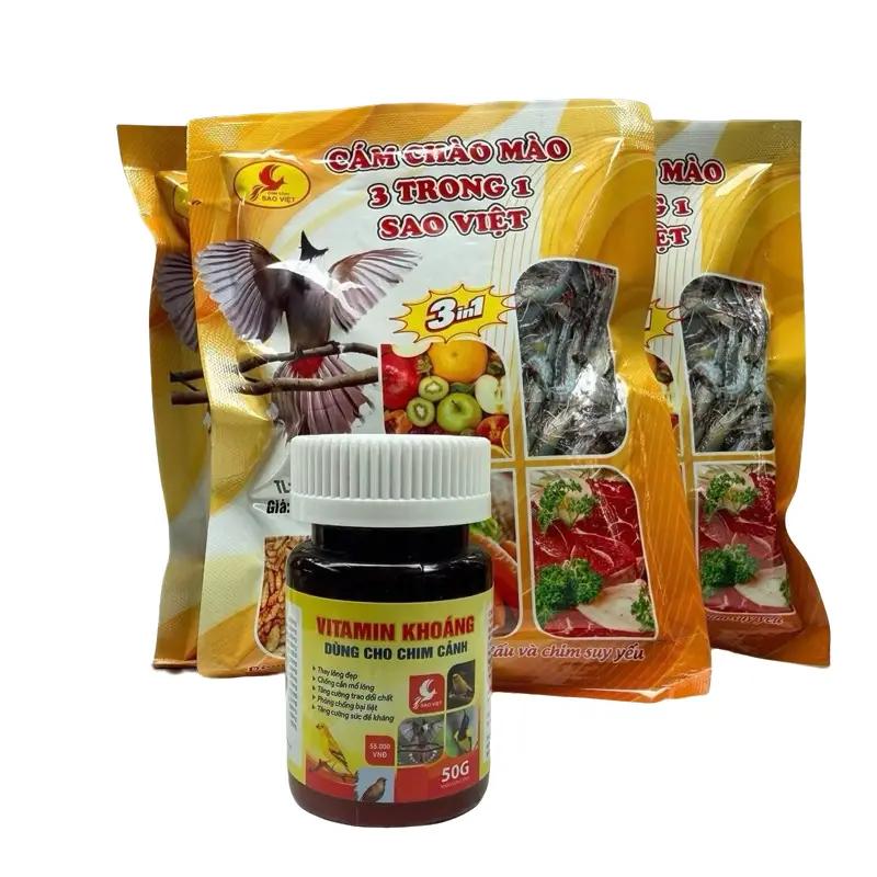 Cám chào mào hạt dinh dưỡng 3 trong 1  Sao Việt combo 3 gói tặng 1 lọ khoáng canxi dùng cho thay lông