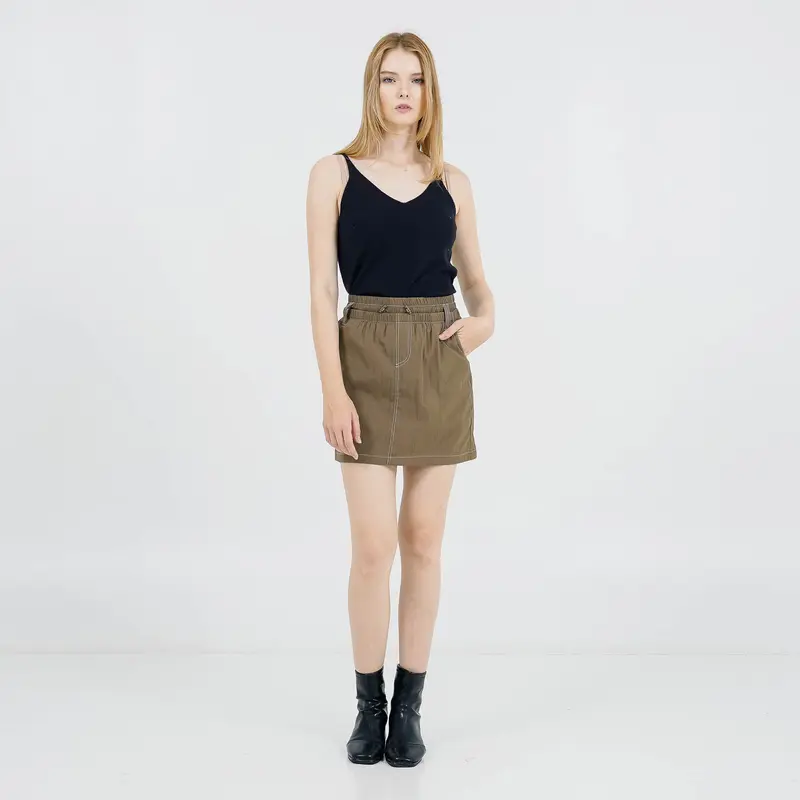 This Is April Shorts Santai Rok Celana Pendek Wanita Kekinian Richie Skirt Grey & Army 5