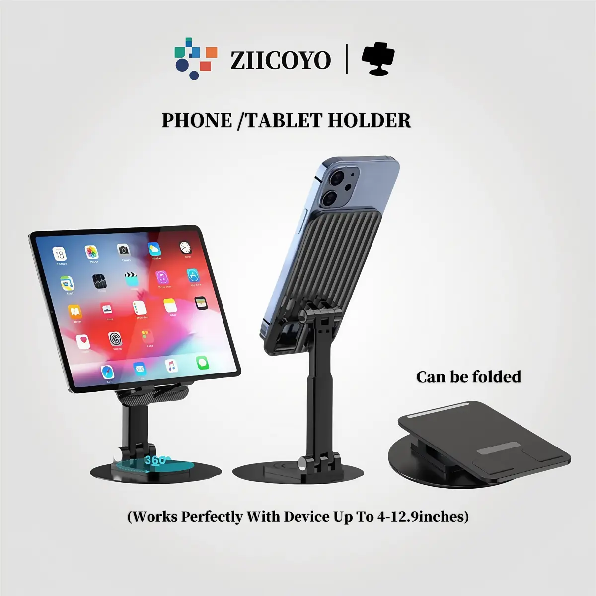 ZIICOYO Aluminum Alloy Rotating Phone Holder, Bottom Alloy Aluminum 360 Degree Rotation, Foldable, Easy To Carry, Watch Dramas On Mobile Phones, Smart Phone Holder Can Make Video Calls And Browse TikTok, A Must-Have Productave product