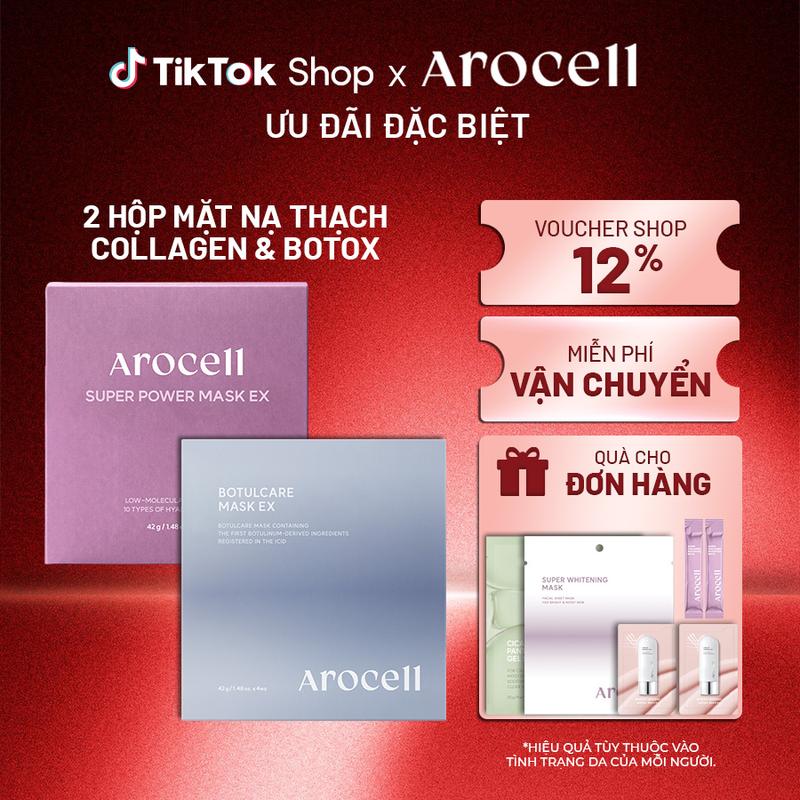   AROCELL  Combo 2 Hộp Mặt Nạ Thạch Collagen & Mặt Nạ Thạch Botox Aroccell  8 miếng  Dưỡng Ẩm Chống Lão Hoá Dưỡng Căng Bóng Skincare Làm Đẹp Da 
