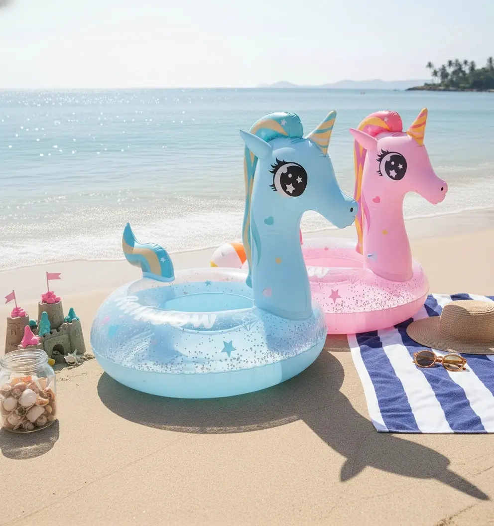 Pelampung Bulat Unicorn Glitter 75cm Ban Renang Lucu Anak Karakter untuk Kolam & Pantai Bahan PVC Premium Tahan Bocor Kado Ulang Tahun Anak A273