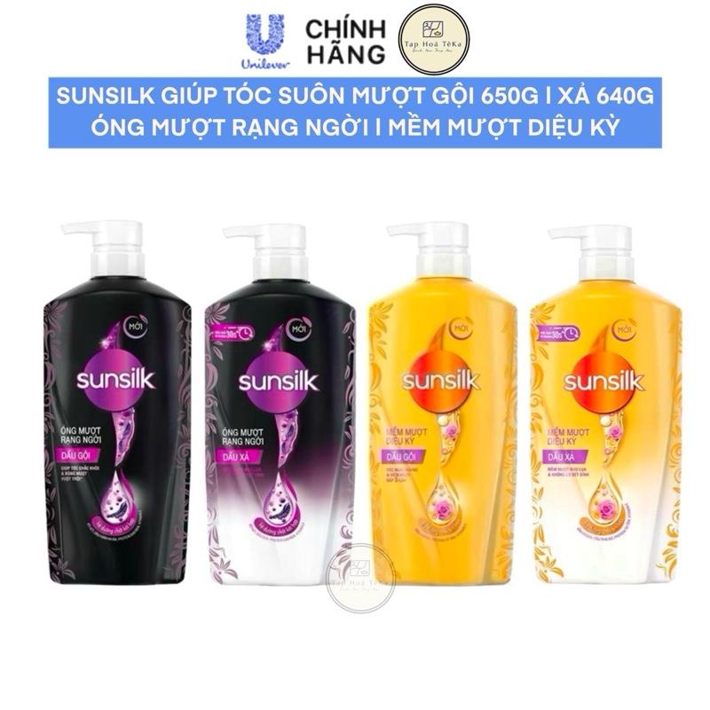 ComBo Dầu gội, xả Sunsilk Gội 650G | Xả 640G hỗ trợ làm sạch và Dưỡng tóc mềm mại cho tóc ngát hương [1]
