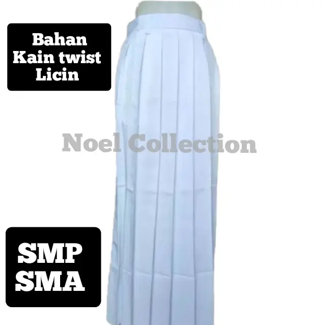 SERAGAM SEKOLAH Rok putih Panjang Rempel Lipit SMP/ SMA (twist/licin) NON KARET ATAU TANPA KARET