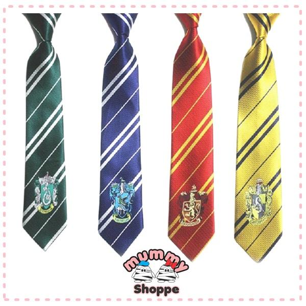 Dasi cosplay motif salur asrama penyihir Biru Kuning Hijau Merah 0
