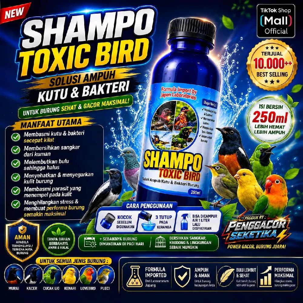 Shampo burung toxic ampuh membasmi kutu bakteri dan jamur