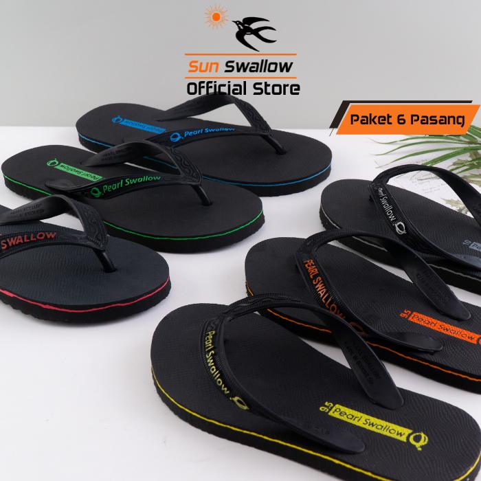 Gambar Paket 6 Pasang Sandal Jepit Karet Pria Sendal Sun Swallow Pearl Dark Black Seri dari Sun Swallow Sandals Kota Administrasi Jakarta Utara Tokopedia