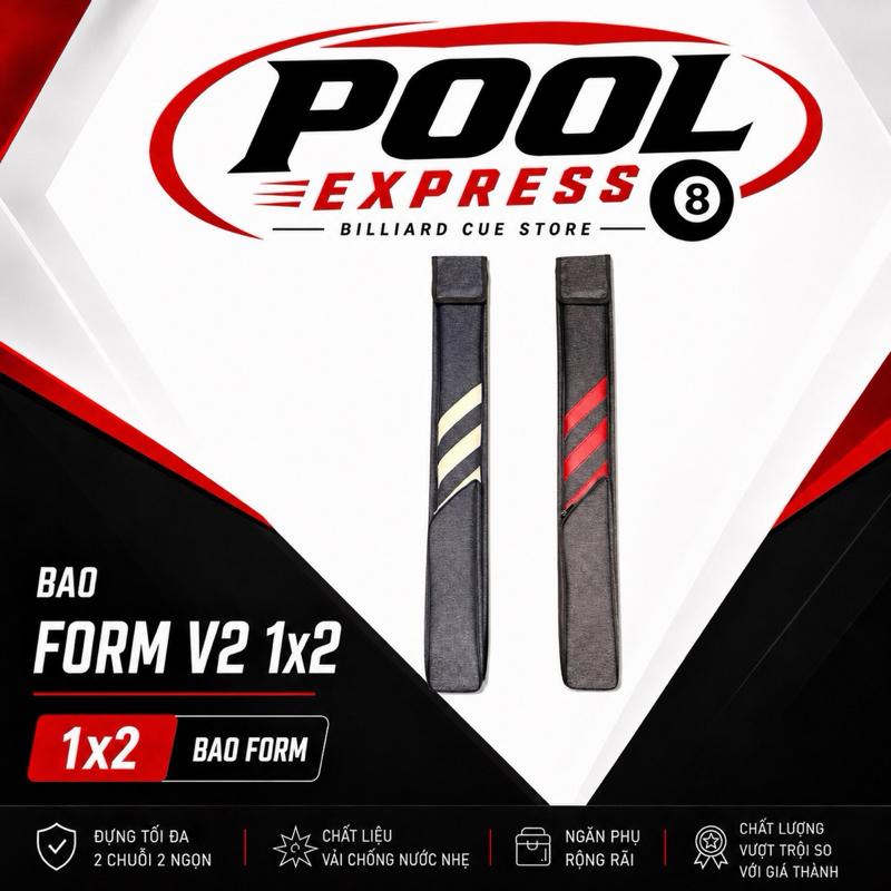Bao cơ bi-a mềm 1x2, Bao đựng gậy vải Form v2