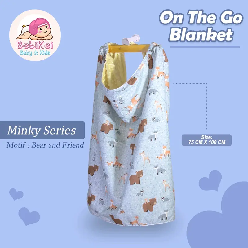 On The Go Blanket Minky Series BebiKei Hoodie Blanket | Selimut Bayi | selimut OTG 5