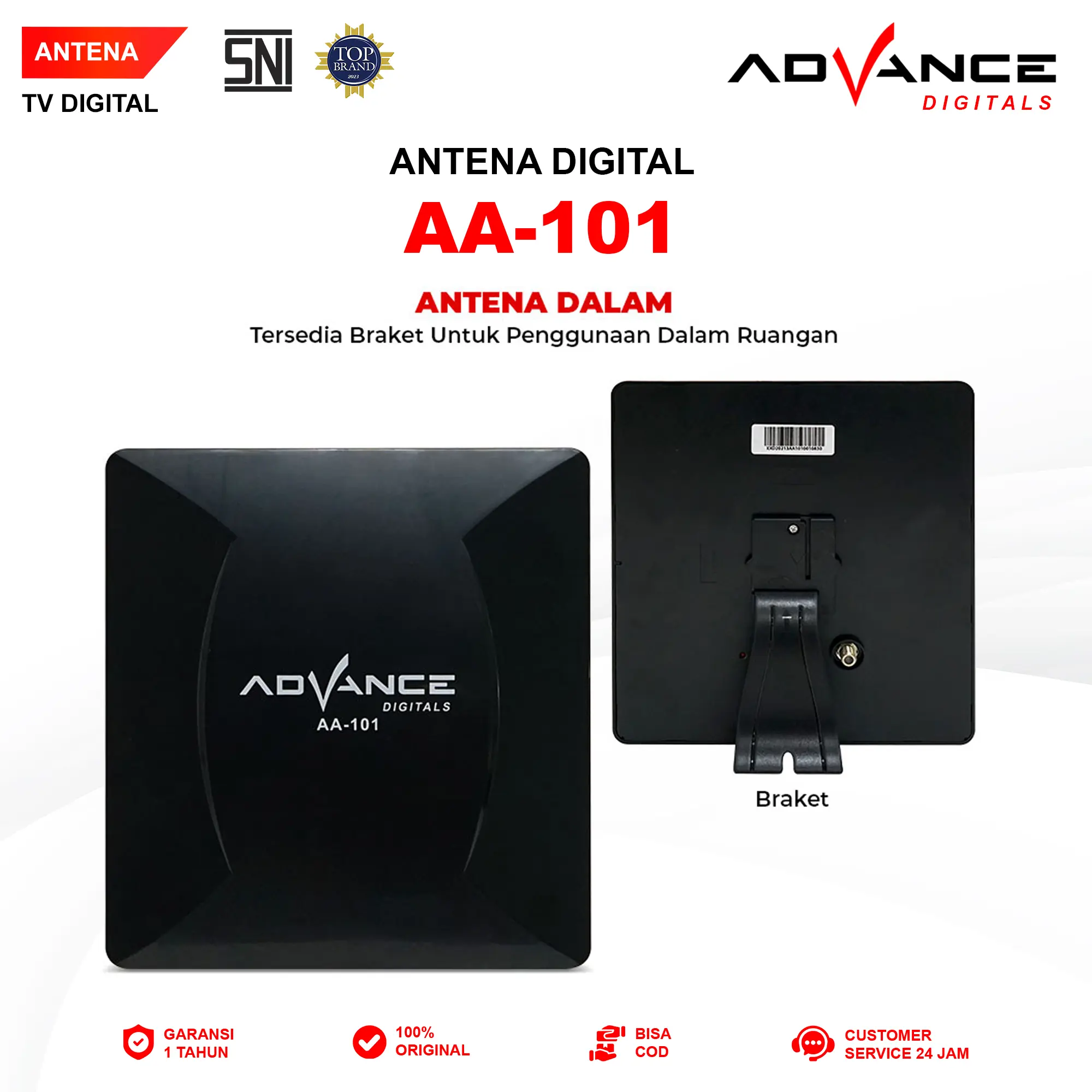 Advance Antena AA101 TV Digital TV tabung dan LED TV Indoor Outdoor AA-101 Dalam Luar Kabel