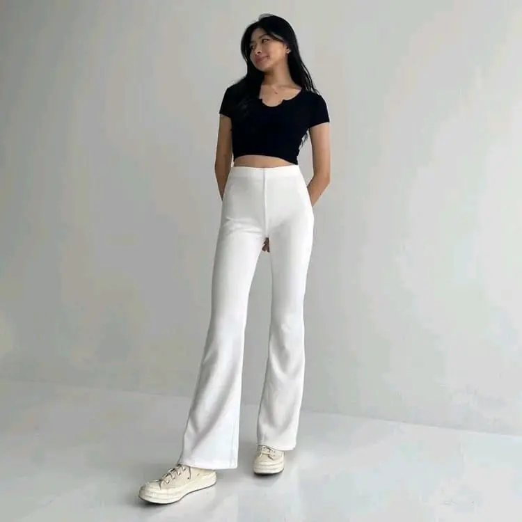 Celana Wanita Scuba Cutbray High Waist Premium Tebal ENCUBRAY - Kulot Basic Kantor Hitam Panjang Melar - Casual