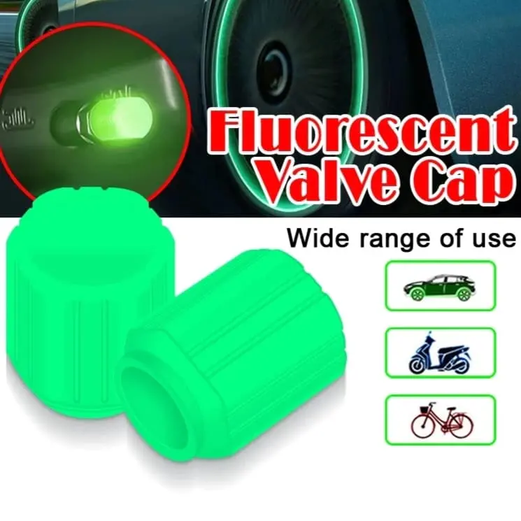 SG SELLER! Glow In The Dark Luminous Design Tyre Valve Wheel Air Cap Cover For Car, Motorcycle, Bike, Bicycle (Universal) (4pcs)