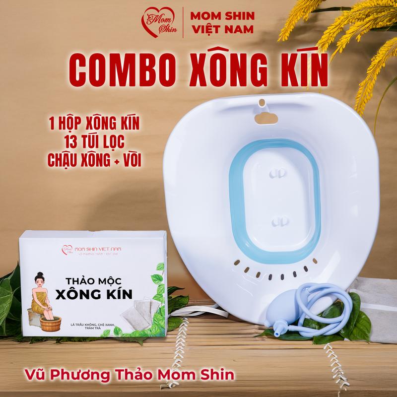 MOM SHIN | Combo 1 Chậu Xông & 1 Set Xông Vùng Kín [13 Túi Lọc Lớn] | Chậu Có Thể Gấp Gọn Dễ Dàng, Dùng Xông Ngâm Rửa, Dùng Cho Chị Em Phụ Nữ, Women, Vũ Phương Thảo MomShin, Shop Mẹ Thảo