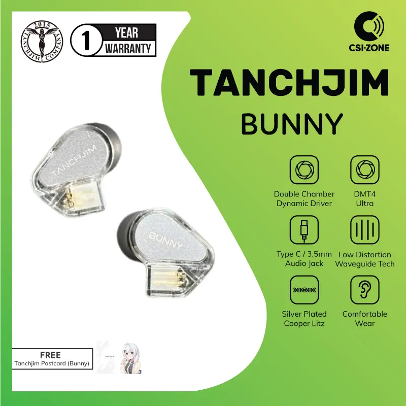 Tanchjim Bunny DMT4 Ultra Dynamic Driver Earphone In Ear Monitor With Microphone