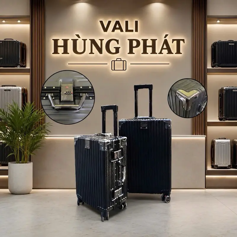 Vali Hùng Phát -Vali khung nhôm khóa sập bảo hành 5 năm(tặng túi đựng giày)