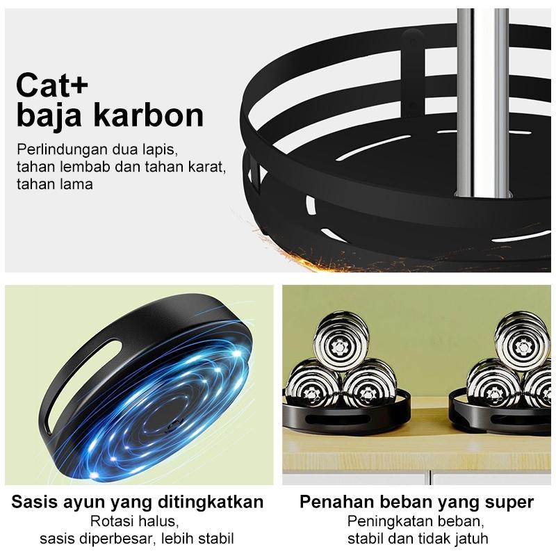 Rak Bumbu Putar Berputar 360 Derajat Rak Dapur Serbaguna Stainless Rotate Kitchen Spice Rack Organizer Rak Bumbu Dapur 3 Susun 5