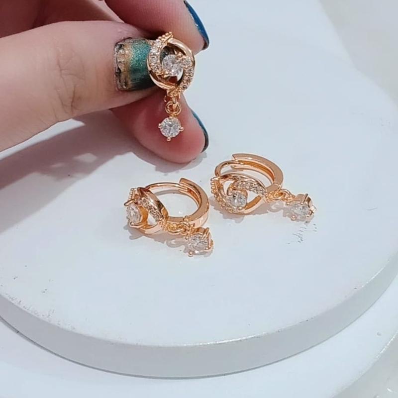 Anting Hoop Gipsy Bulat Mewah Fashion Emas Premium Anti Alergi Nyaman Dipakai Perhiasan 7