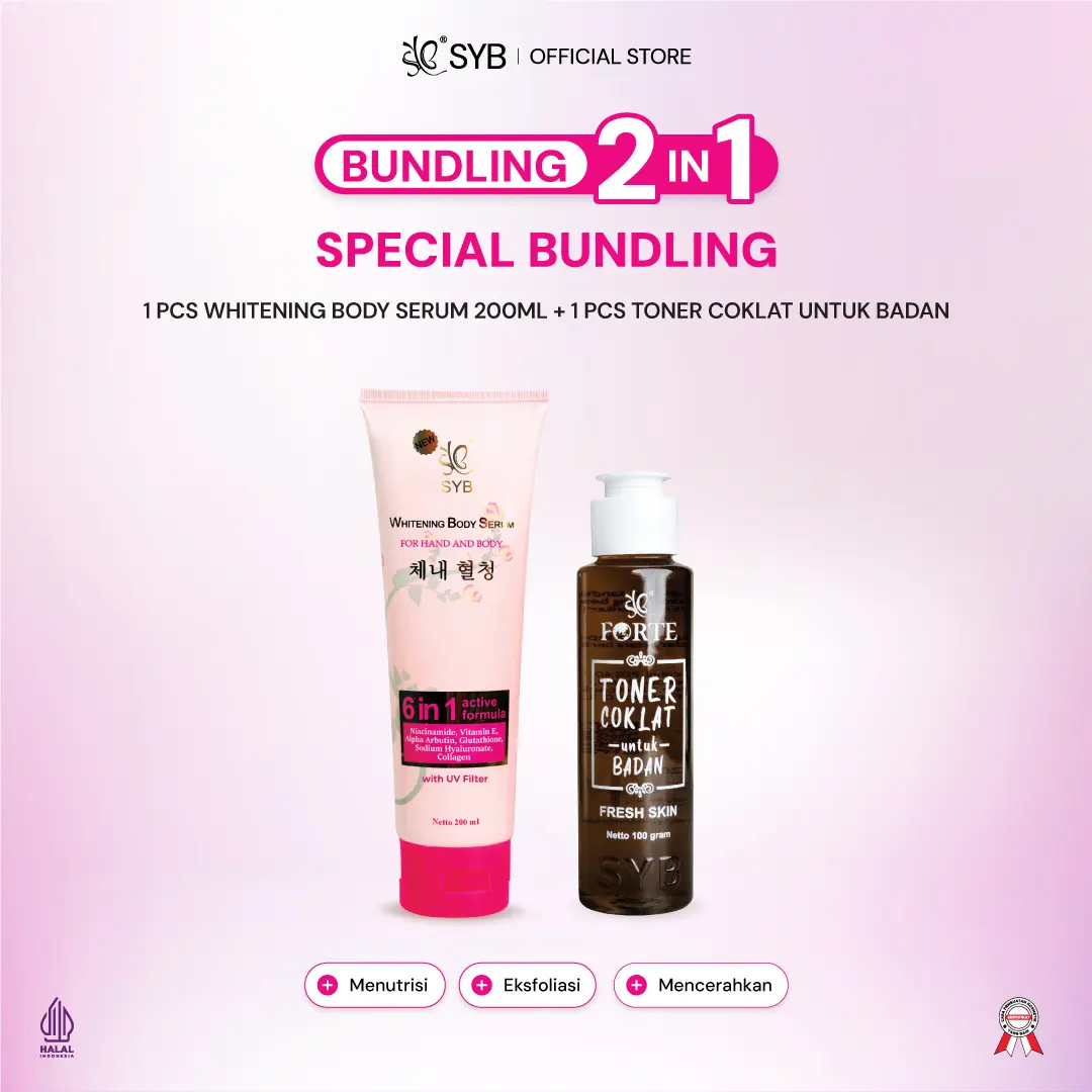Whitening Body Serum 200ml + Toner Coklat 100ml