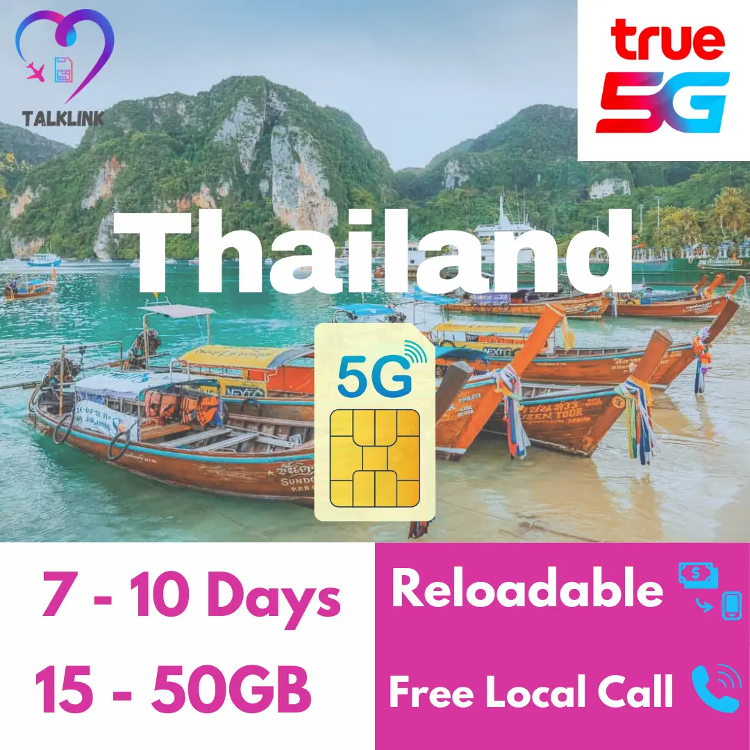 Thailand SIM Card 7-10 Days High Speed 5G Data Truemove Travel Digital Sim Card