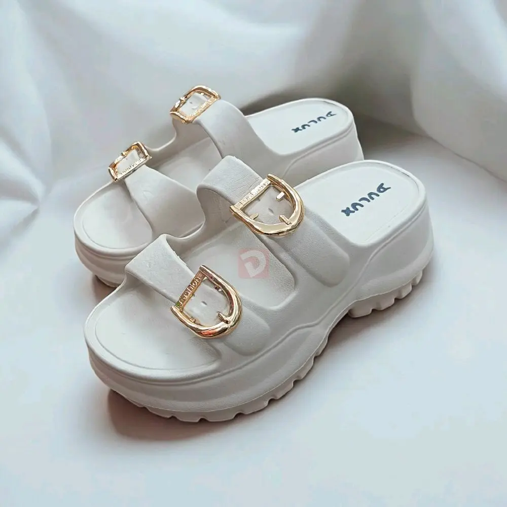 [Bisa COD] Sandal Wanita Kekinian Dulux 671B Shoes Jelly Fashion Sepatu Karet Sendal Cocok Untuk Lebaran Idul Fitri Hitam Putih
