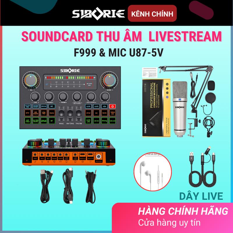   SIBORIE Bộ Soundcard Livestreams Mixer F999ultra kèm mic U87-5V cao cấp  thiết bị thu âm chuyên nghiệp tại nhà  hát karaoke CHÍNH HÃNG Đổi giọng  blutooth ,aututone 