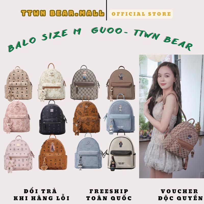   HỎA TỐC HCM  TTWN BEAR Balo size M GUOO - TTWN BEAR THÁI LAN chính hãng Unisex Da PU + Vải dệt khóa mạ xi chống oxi hóa thiết kế trẻ trung phù hợp mọi lứa tuổi 