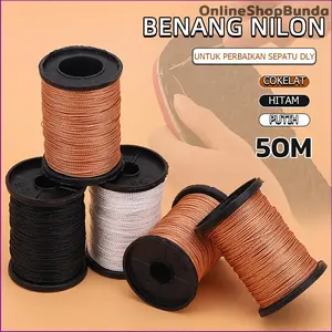 50m Benang Nylon Tahan Lama Kabel Kerajinan Tangan Datar Jahitan Lebar 0.6mm
