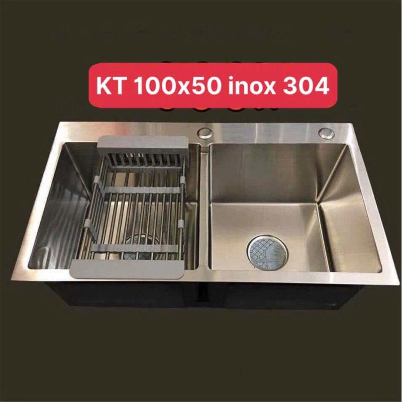  Combo chậu Đúc 100x50 inox 304 hàng dày cao cấp 
