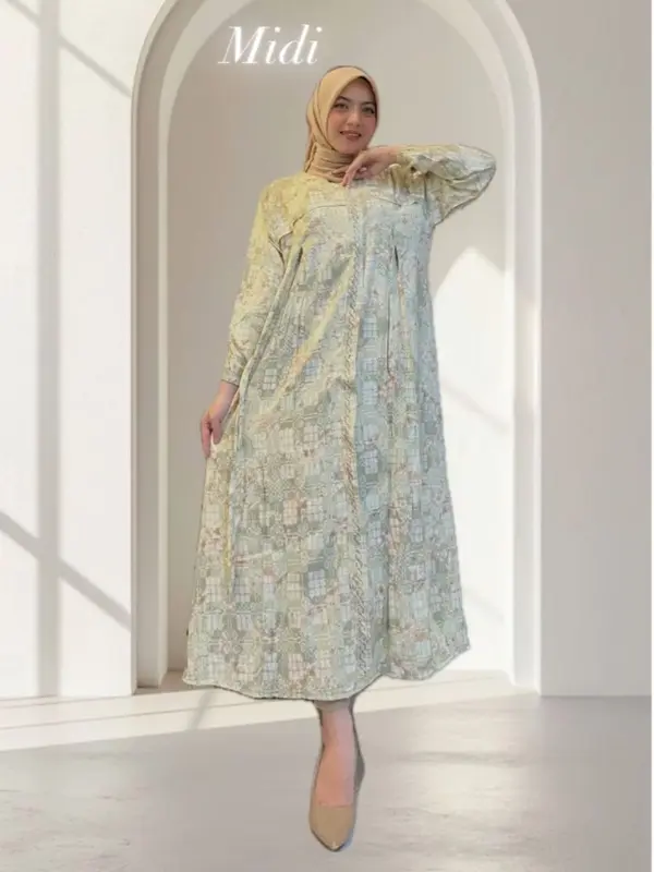 MIDI DRESS JUMBO M L XL XXL LD 100 110 120 130 BUSUI RESLETING DEPAN MOTIF TETA MIDI KEKINIAN MODERN TERBARU 2025 BAHAN PREMIUM COTTON RAYON ADEM TEBAL MOTIF MEWAH DEWASA IBU IBU LEBARAN 2025 BAYAR DI TEMPAT 8