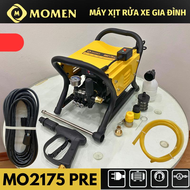 COMBO Máy Xịt Rửa Áp Lực Cao Momen MO2175pre + 01 Lọ Dung Dịch Rửa Xe 3300ml- Có Chỉnh Áp Đầy Đủ Phụ Kiện + Lõi Đồng + Dây Đầu Ra Dài 15m + PC Hạn Chế Rò Rỉ Điện + Bảo Hành 12 Tháng
