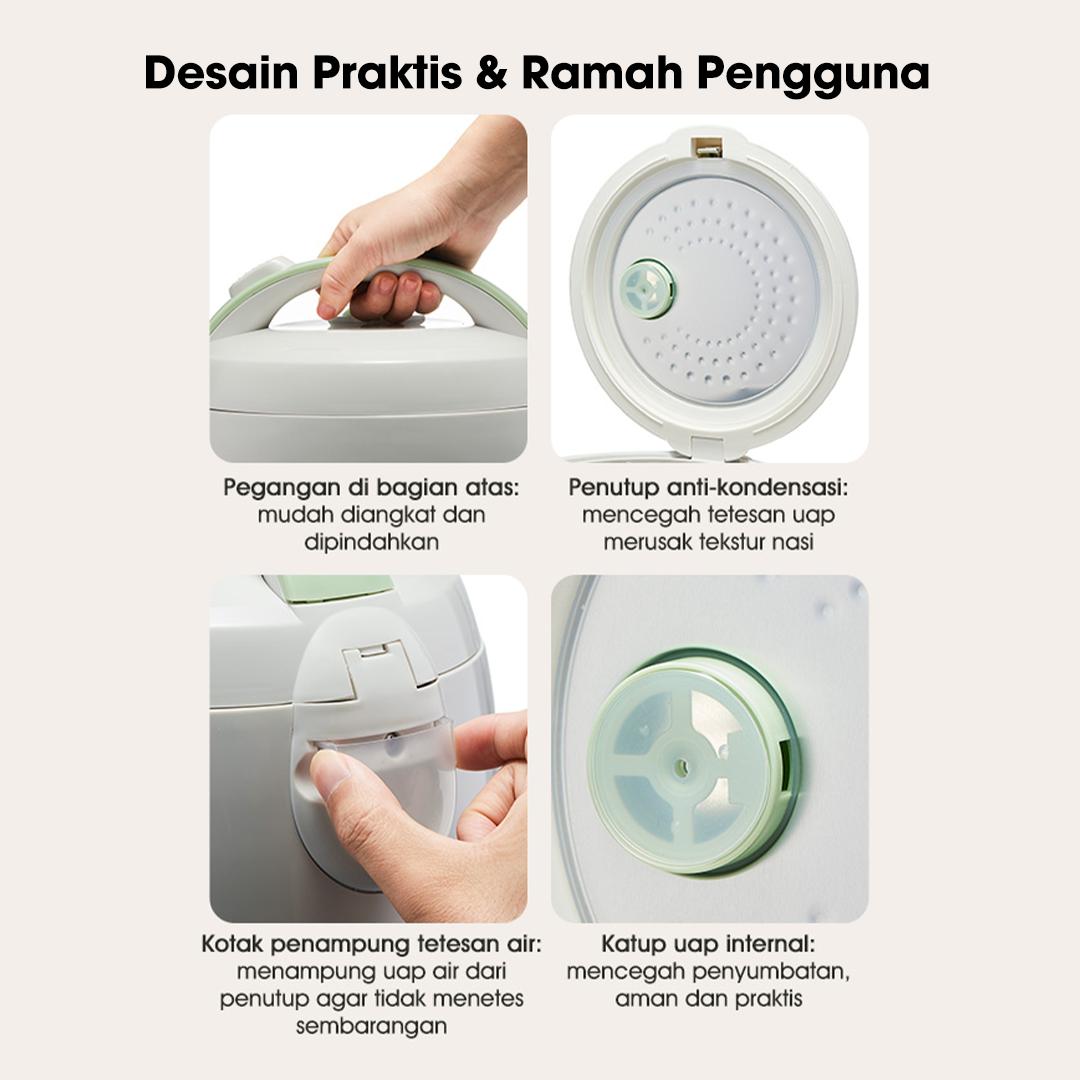 (LIVE) SAMONO MAGIC COM  Mini Rice Cooker SW-RCEC10 Penanak Nasi Magic Com 1L Anti Lengket Pemanas Hemat Energi Garansi 1 Tahun