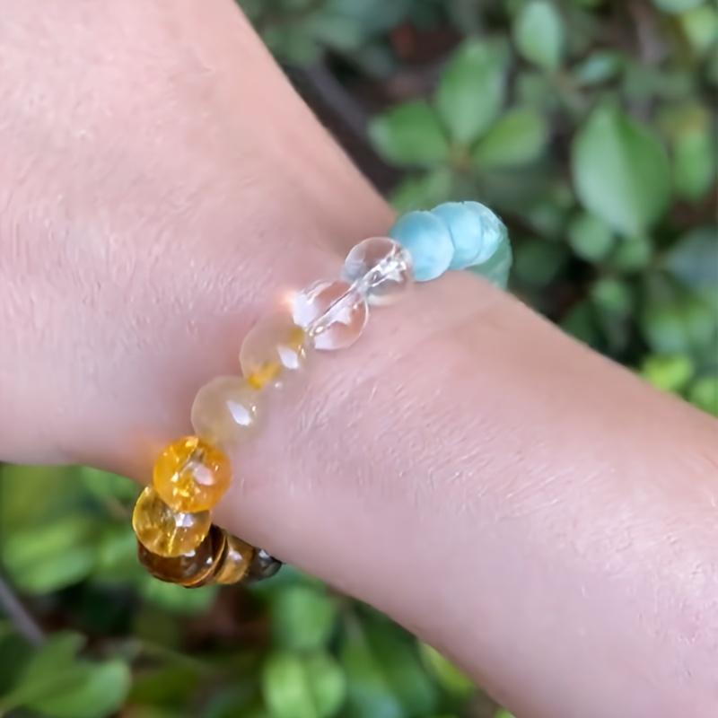 Yellow and Green Stone Bead Bracelet for Men and Women 3