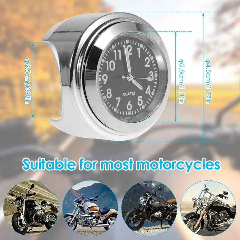 Đồng Hồ Thông Dụng Cho Tay Lái Xe Máy, 7 / 8 Inch, Không Thấm Nước, Gắn Tay Lái, Đồng Hồ Dạ Quang Ban Đêm, Phụ Kiện Cho Moto 5