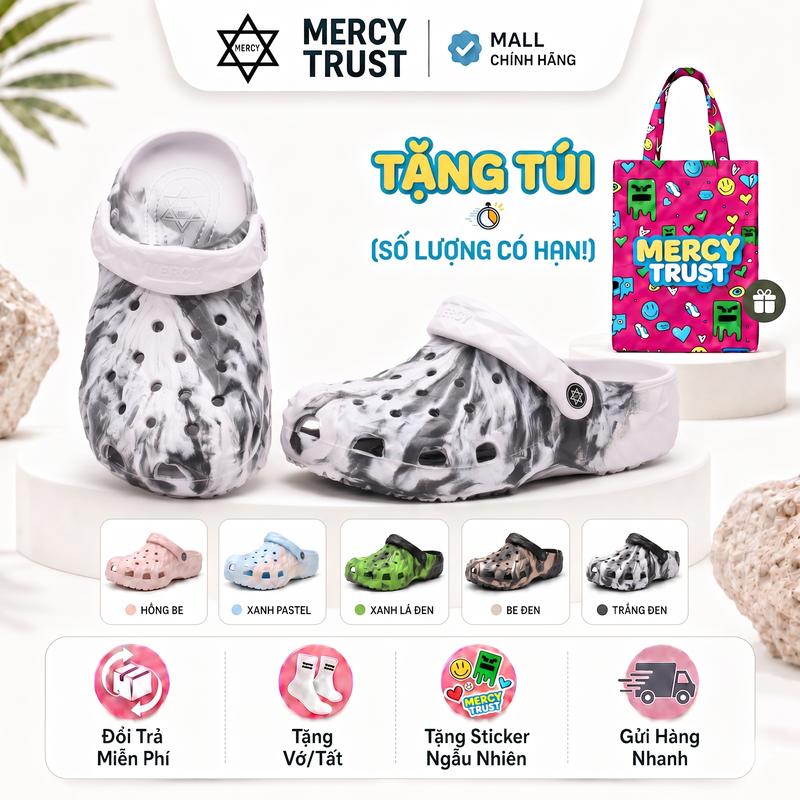[TẶNG TÚI TOTE] Kèm Sticker Ngẫu Nhiên, Vớ - MC28 - Dép Sục MERCY TRUST Kim Cương "Rừng Xanh" Phối Màu Forest Green Độc Lạ Cực Ngầu chất liệu nhựa EVA siêu nhẹ