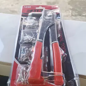 JLD Tang Rivet Alumunium 9.5INCH Hand Riveter Riveter Tembakan Paku 40pcs mata Heavy Duty Rivet Gun untuk 2.4mm - 4.8mmLogam, Kayu dan Plastik Besi Bor Karet