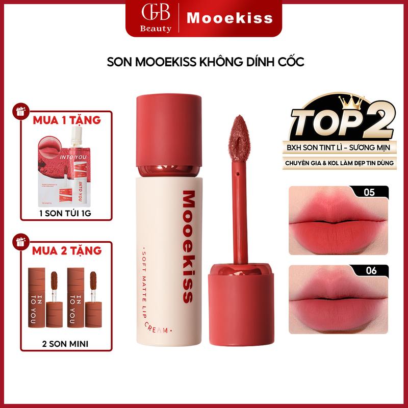 Son Mooekiss Không dính cốc Kỹ thuật khóa màu Son lì Son môi 6 Màu Có Sẵn 3g