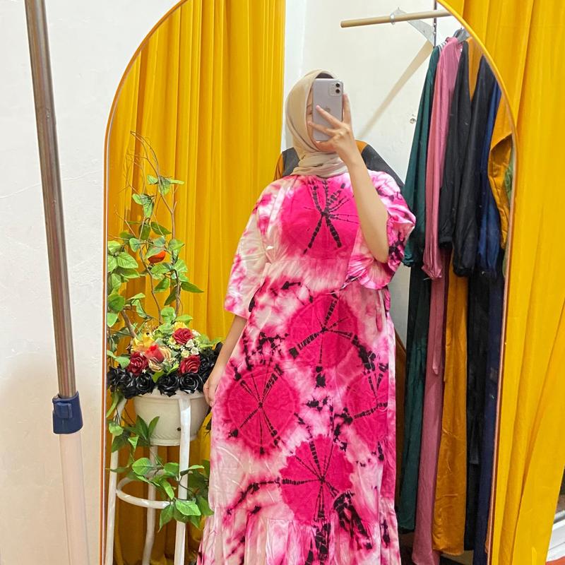 [ BEST SELLER NEW MOTIF ] DRESS CIBI LENGAN 3/4 BAHAN  RAYON TEBAL TERBARU / DRESS WANITA  MOTIF JUMPUTAN TERBARU TERLARIS - UKURAN STANDAR & JUMBO LD 110 & 120 PB 130 3