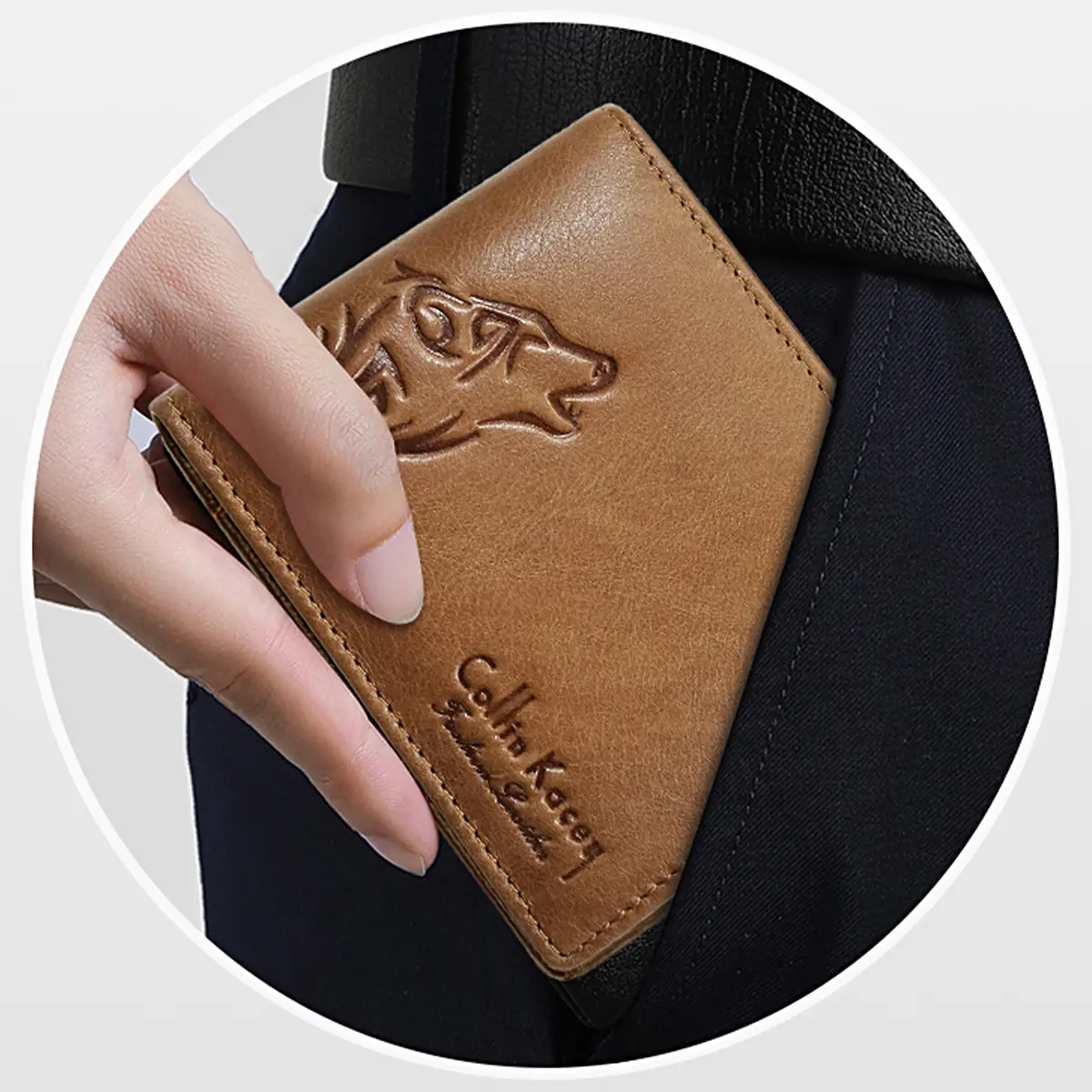Dompet Kulit Klasik, A40, Timbul Kepala Harimau Indah, Fesyen, Elegan, Unik, Tahan Lama, Dompet, Baharu untuk 2024 Bags Lelaki