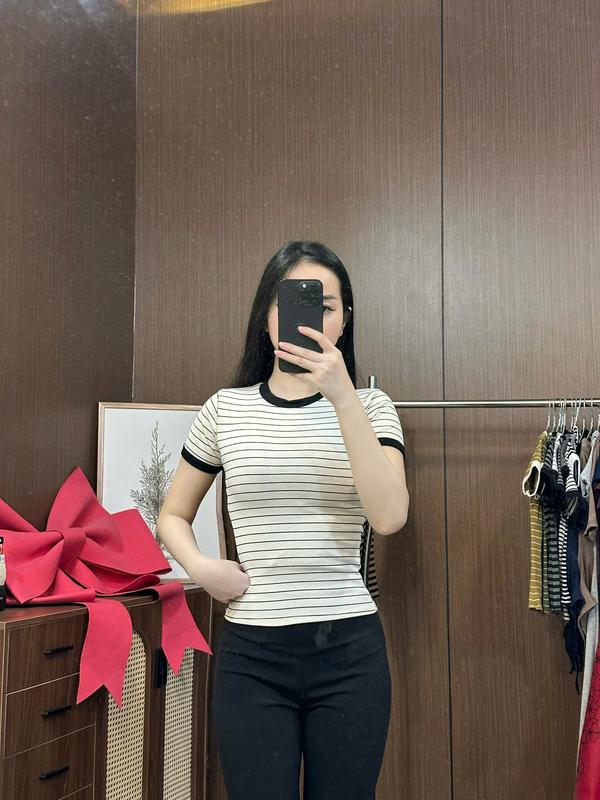 C030 Áo basic cổ tròn form tôn dáng vải sọc kẻ co dãn tốt mặc mát đi làm đi chơi đều đẹp by Thương Lê C030